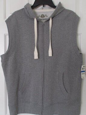 American Rag Unisex Gray Cotton/Poly Hoodie Sweatshirt Full Zip Vest NWT - XL